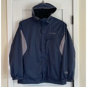 Columbia Jacket Mens Large Blue Omni Tech‎ Waterproof Rain Hiking Lightweight
